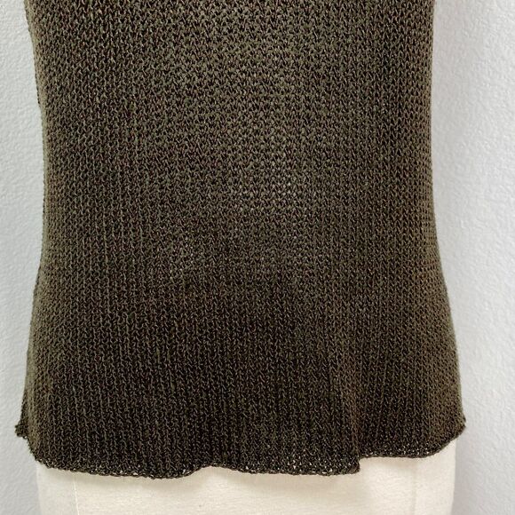 Chico's Brown Knit Tank Top Size 1 Med Bronze Shimmer Coconut Rings Shoulders - Picture 6 of 13